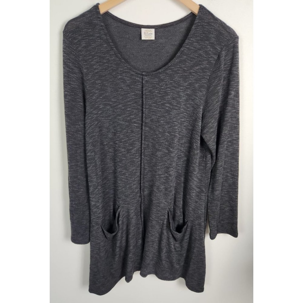 Et 'Lois Women's Sz. XL Heathered Grey Long Sleeve Stretchy Tunic Top